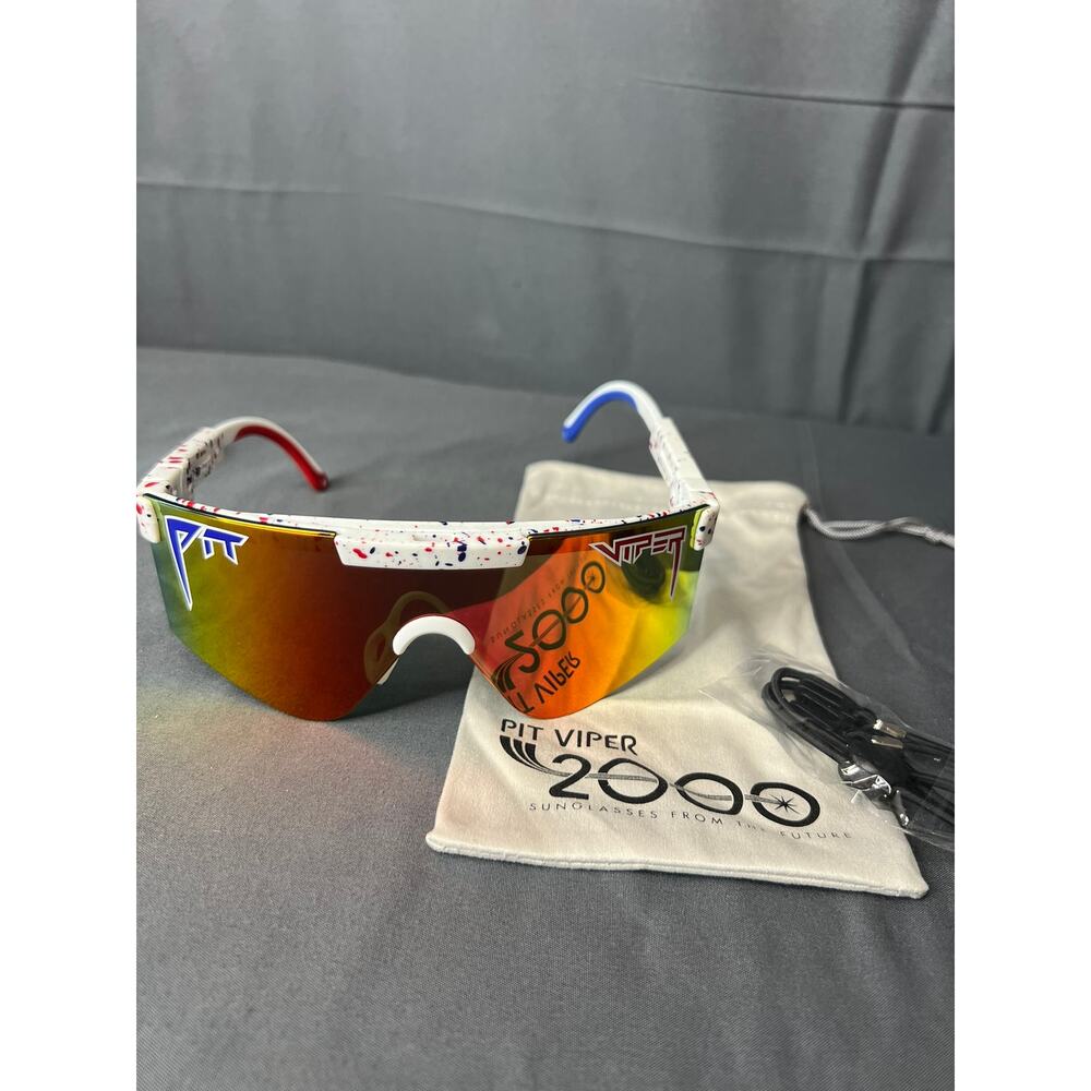 Genuine Pit Viper Red White Blue Polarized Sunglasses